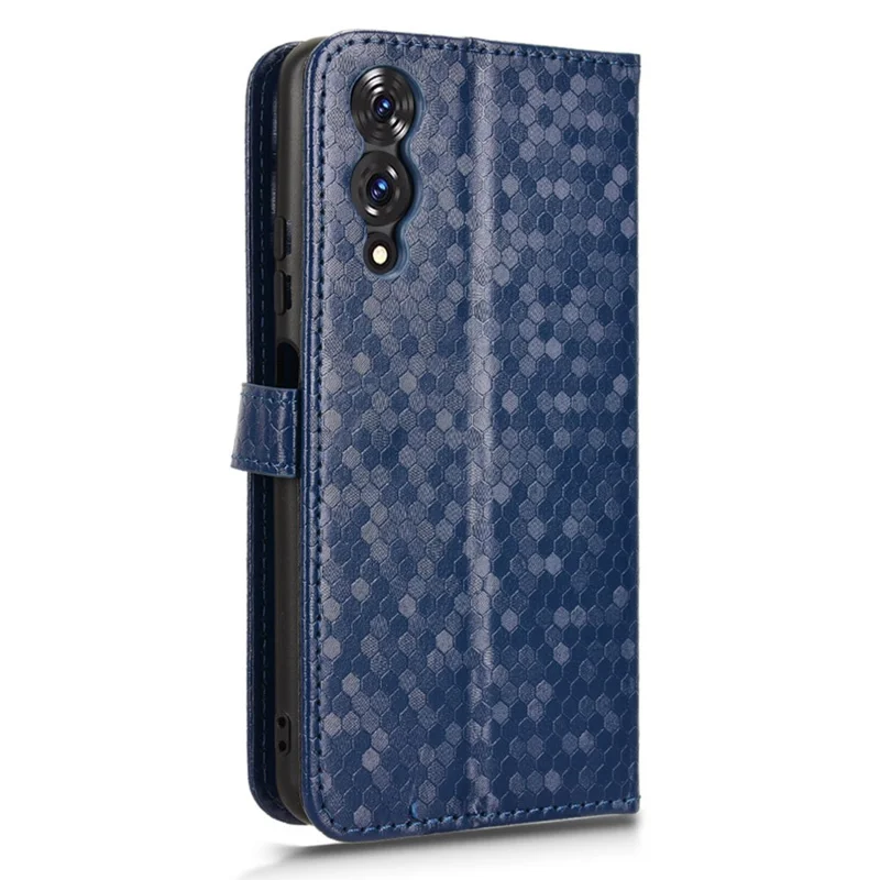 For Cubot A10 Wallet Case Dot Pattern Imprint PU Leather Phone Cover - Dark Blue