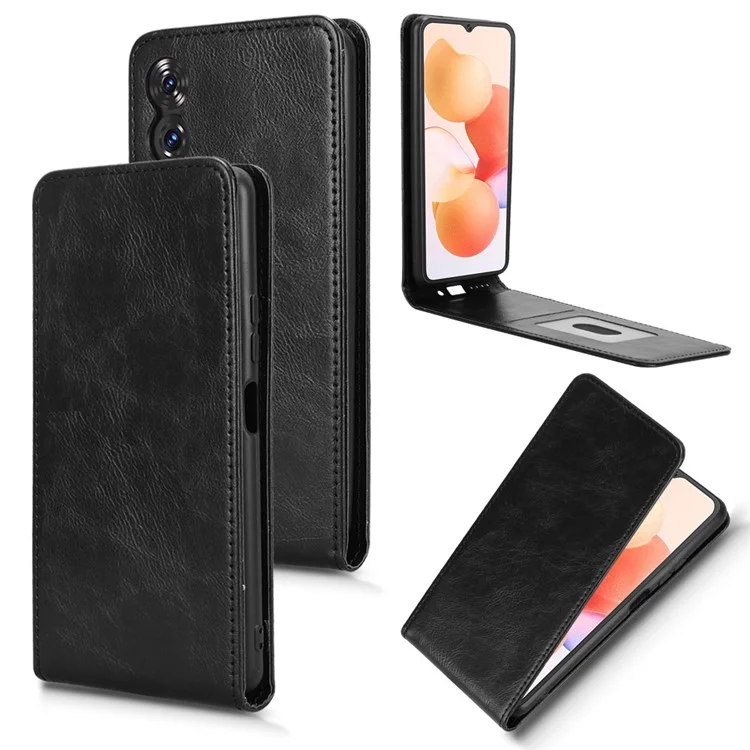 Capa para Cubot A10 com Compartimento para Cartão, Couro Flip Vertical Magnético - Preto