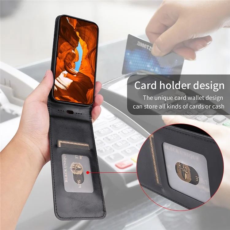 Capa para Cubot A10 com Compartimento para Cartão, Couro Flip Vertical Magnético - Preto