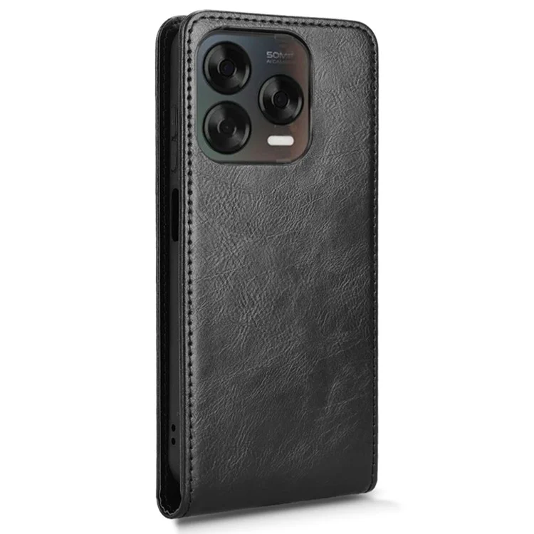 For ZTE Blade V70 Design  /  V70 Vita Case with Card Slot Magnetic Vertical Flip Leather Phone Cover - Black