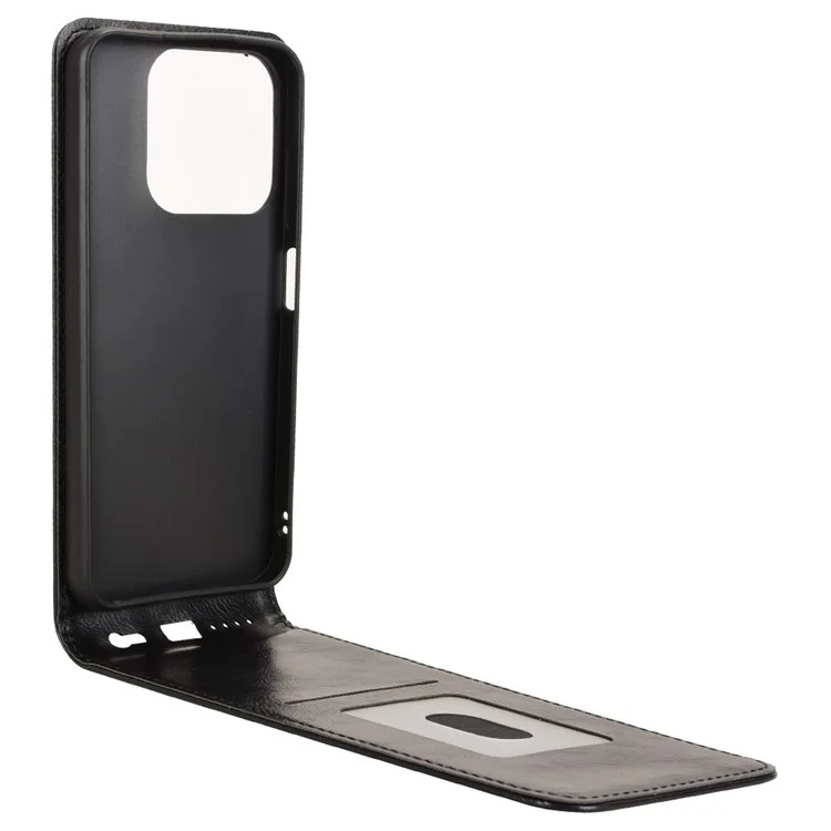 For ZTE Blade V70 Design  /  V70 Vita Case with Card Slot Magnetic Vertical Flip Leather Phone Cover - Black