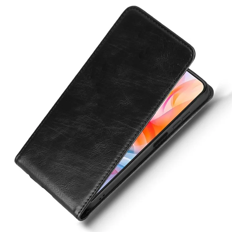 For ZTE Blade V70 Design  /  V70 Vita Case with Card Slot Magnetic Vertical Flip Leather Phone Cover - Black