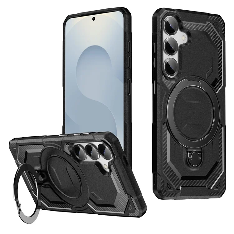 Pour étui Samsung Galaxy S25 / S24 Compatible avec MagSafe Support Béquille TPU + PC Coque de Téléphone - Noir