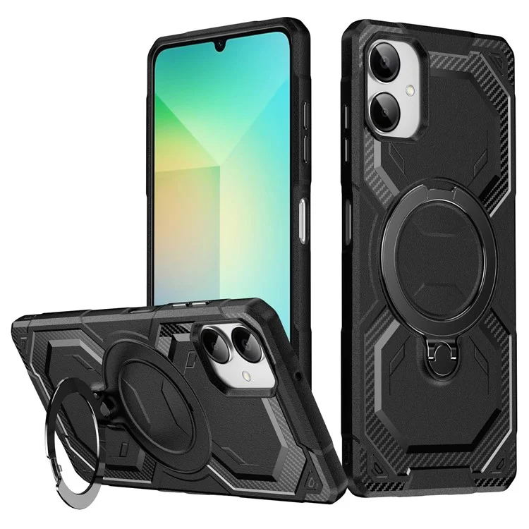 For Samsung Galaxy A06 4G Case Compatible with MagSafe Kickstand TPU + PC Phone Cover - Black
