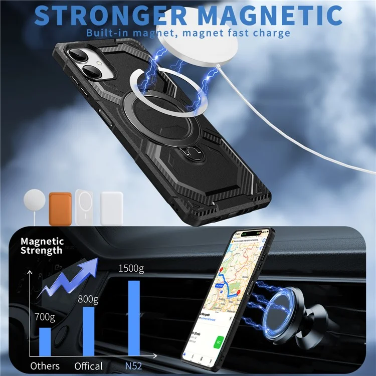 For Samsung Galaxy A06 4G Case Compatible with MagSafe Kickstand TPU + PC Phone Cover - Black