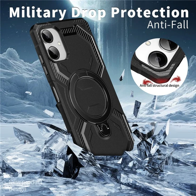 For Samsung Galaxy A06 4G Case Compatible with MagSafe Kickstand TPU + PC Phone Cover - Black