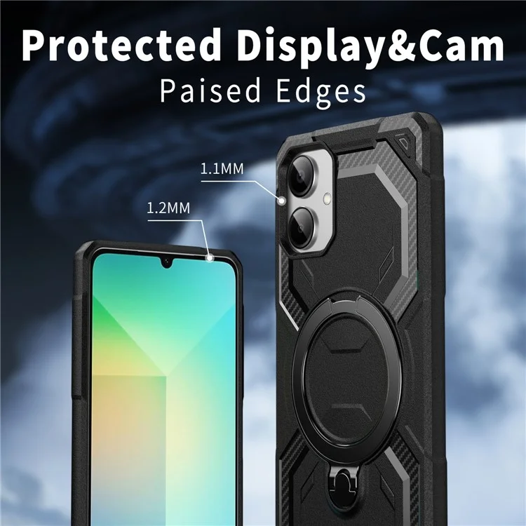 For Samsung Galaxy A06 4G Case Compatible with MagSafe Kickstand TPU + PC Phone Cover - Black