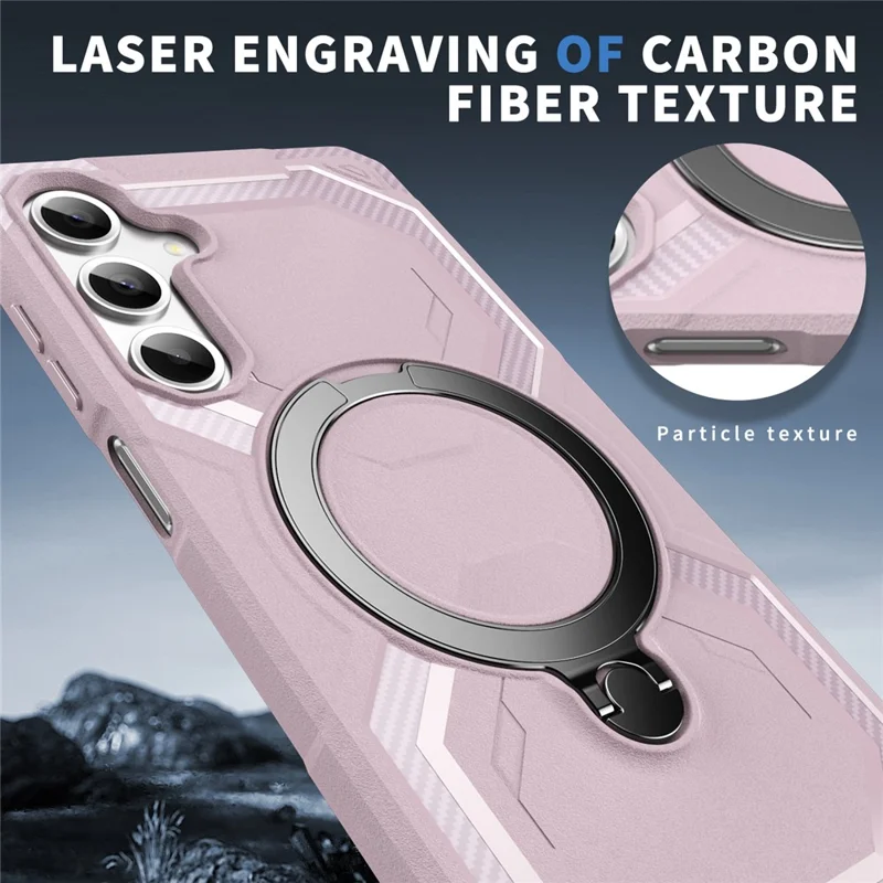 Cover per Samsung Galaxy A25 5G (Globale) (161,0 mm) / A24 4G (162,1 mm) con Supporto Integrato in TPU + PC - Rosa