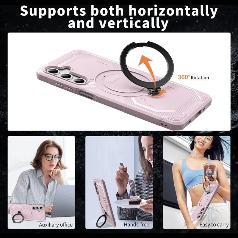Cover per Samsung Galaxy A25 5G (Globale) (161,0 mm) / A24 4G (162,1 mm) con Supporto Integrato in TPU + PC - Rosa