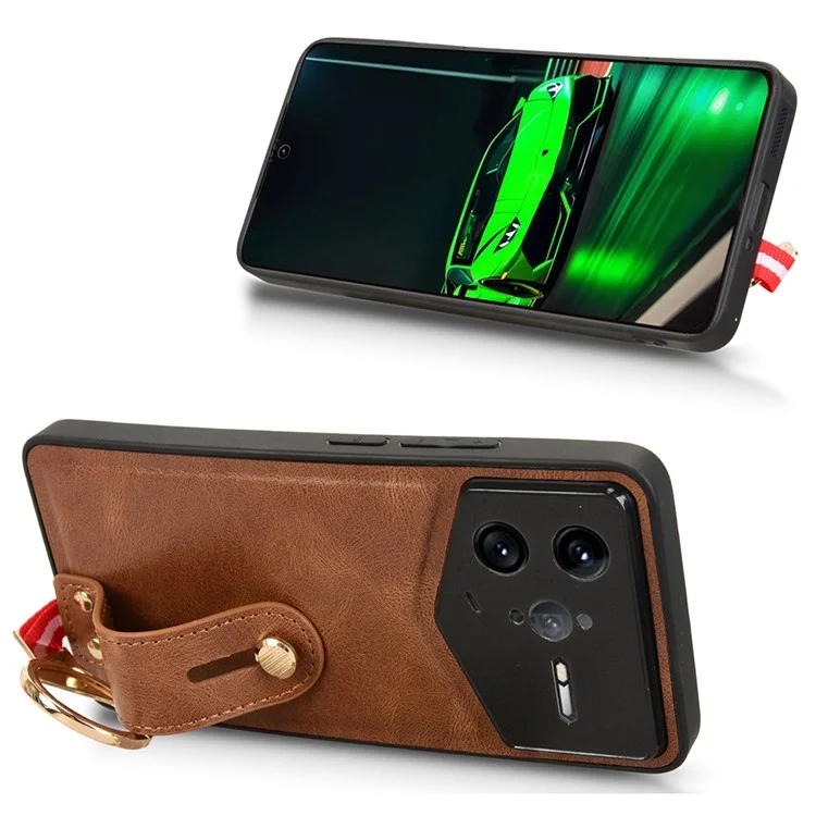 For Xiaomi Poco F7 Ultra 5G / Redmi K80 Pro 5G Case Wristband Kickstand Leather + PC + TPU Phone Cover with Bottle Opener - Brown