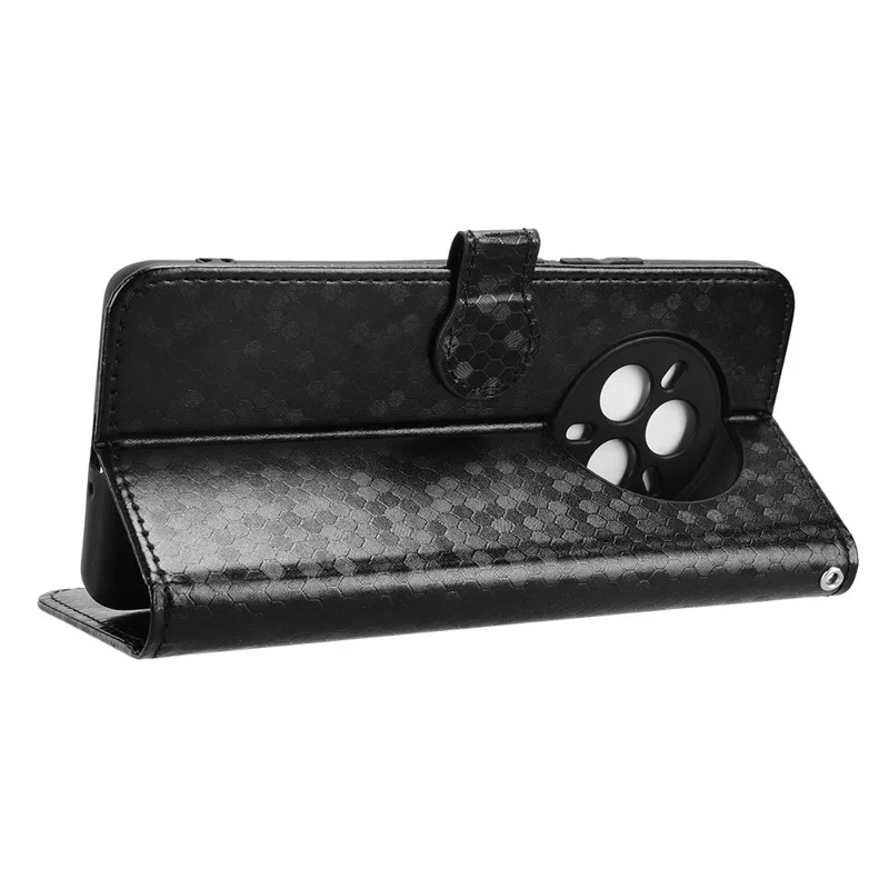 For Realme 14 Pro 5G Wallet Case Dot Pattern Imprint PU Leather Phone Cover - Black