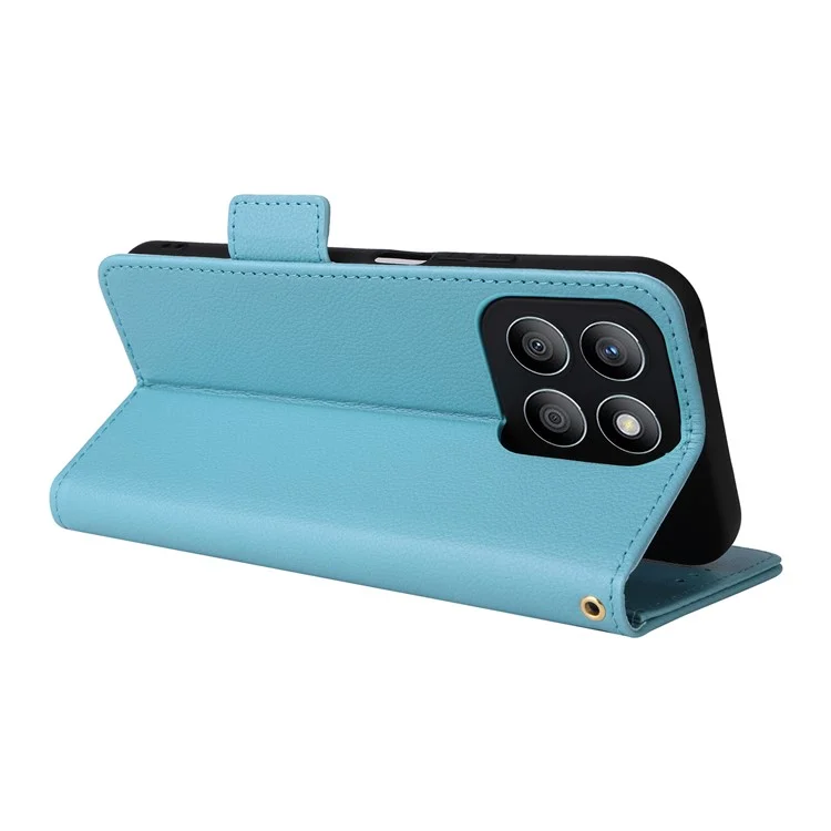 Capa para telefone For Honor X8c 4G Carteira Flip Textura de Litchi Couro PU - Azul bebê