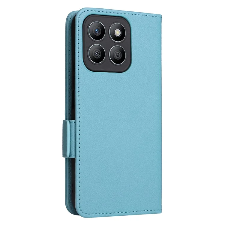 Capa para telefone For Honor X8c 4G Carteira Flip Textura de Litchi Couro PU - Azul bebê
