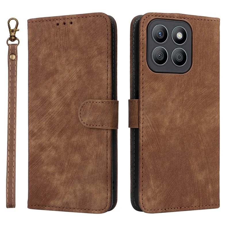 For Honor X8c 4G Case Wallet RFID Blocking PU Leather Cover Viewing Stand - Brown