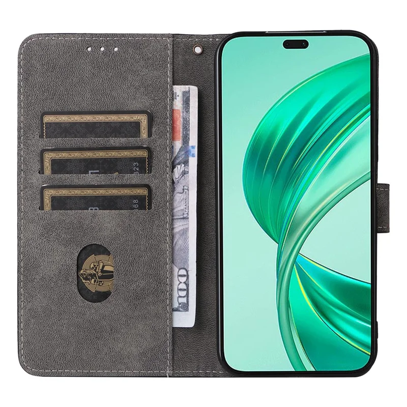 For Honor X8c 4G Case Wallet RFID Blocking PU Leather Cover Viewing Stand - Brown