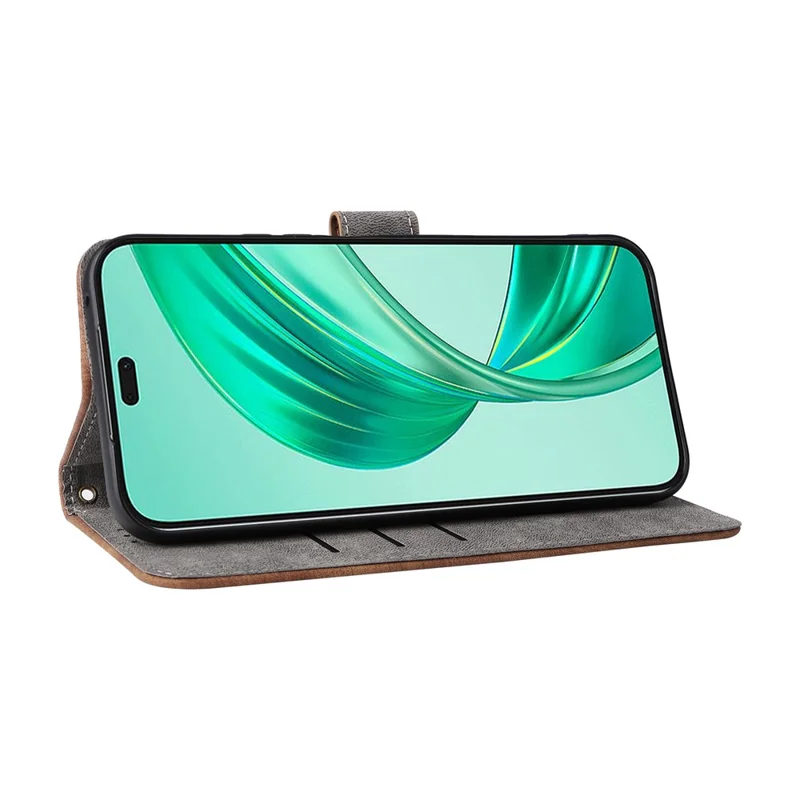 For Honor X8c 4G Case Wallet RFID Blocking PU Leather Cover Viewing Stand - Brown