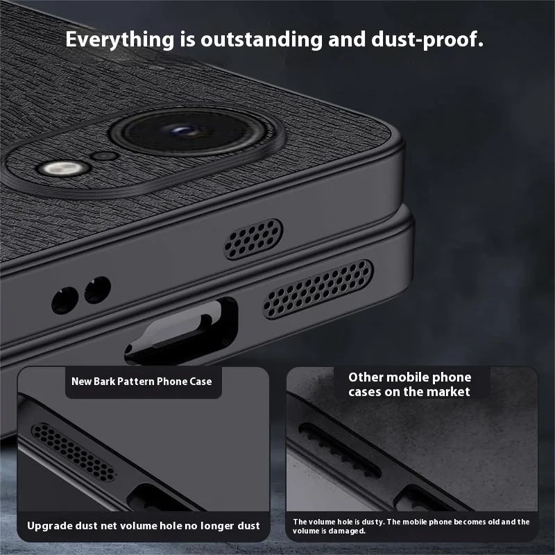 For iPhone 16e Case Wood Texture PU Leather Coated PC TPU Phone Cover - Black