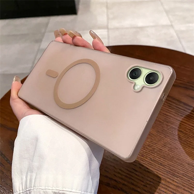 Für Samsung Galaxy A06 Magnetische Hülle, kompatibel mit MagSafe, Mattiertes PC-Telefon-Cover - Wüstengold