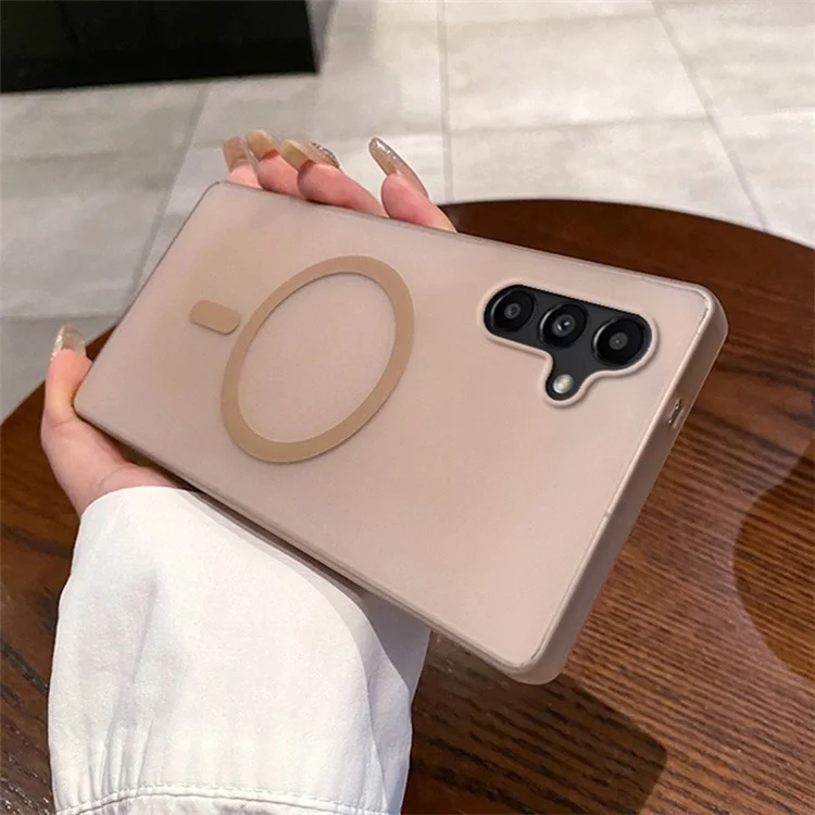 For Samsung Galaxy A15 4G / 5G Magnetic Case Compatible with MagSafe Frosted PC Phone Cover - Desert Gold