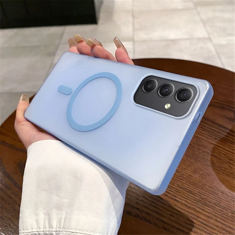For Samsung Galaxy A35 5G Magnetic Case Compatible with MagSafe Frosted PC Phone Cover - Blue