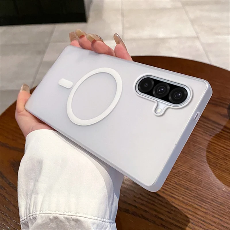 For Samsung Galaxy A36 5G Magnetic Case Frosted PC Phone Cover - Transparent White