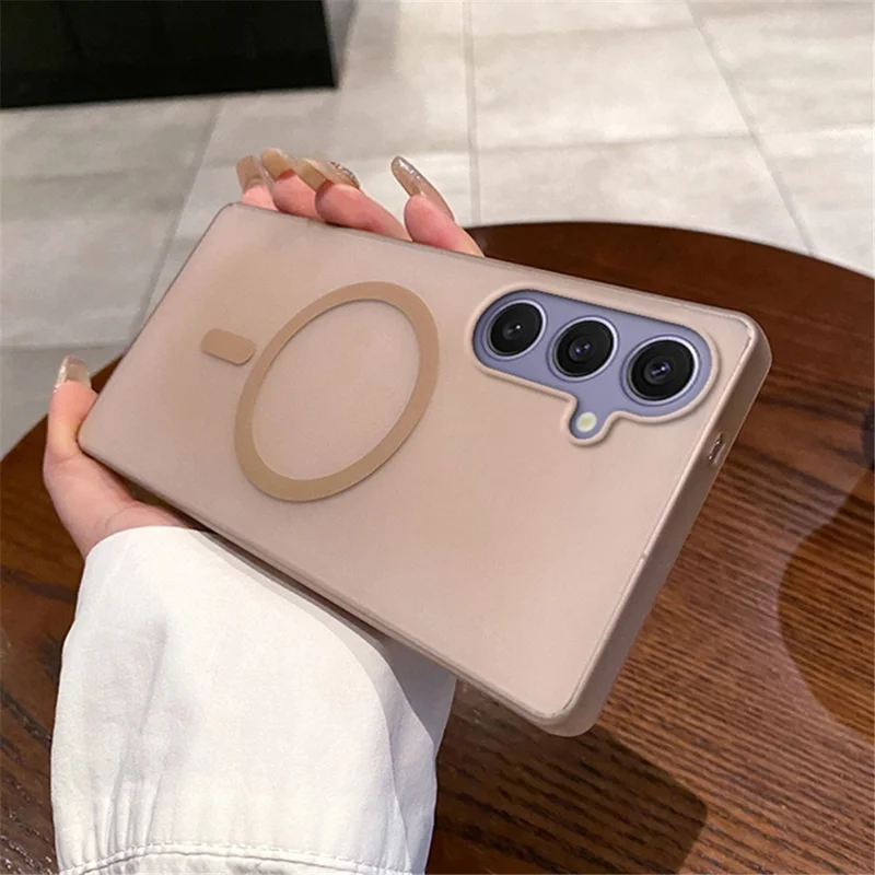 Étui magnétique compatible avec MagSafe pour Samsung Galaxy S24+ Couvercle de téléphone en PC givré - Or désert