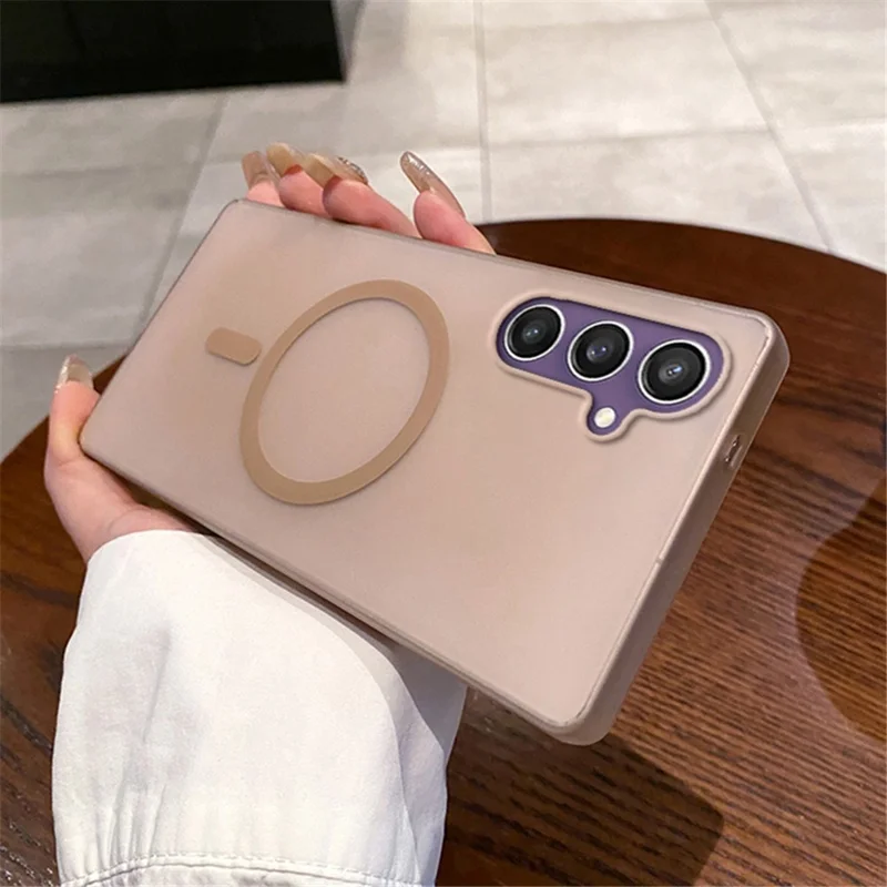 Capa Magnética Compatível com MagSafe para Samsung Galaxy S25 - Cobertura de Telefone de PC Fosco - Dourado Deserto