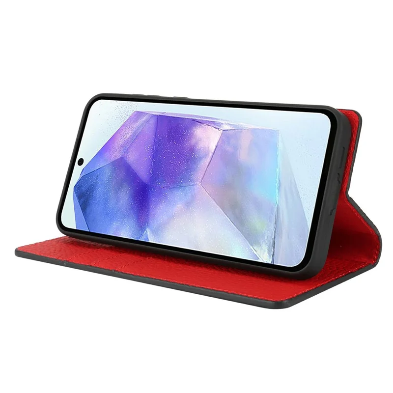 Cover a portafoglio per Samsung Galaxy S25+ in vera pelle di mucca, con texture a buccia di litchi - Nero
