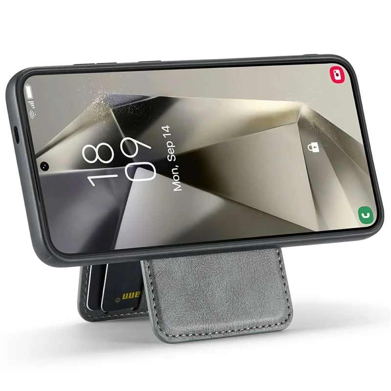 FIERRE SHANN 025 Style For Samsung Galaxy S25 Case Leather + TPU Detachable Card Slots Phone Cover - Grey