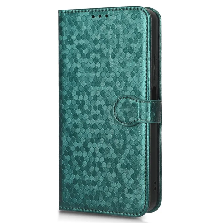 Para Realme C22 4G Patrón de Punto Impresión Impresión de la Carcasa de la Billetera de Cuero PU Soporte Flip Teléfono Con Correa - Verde