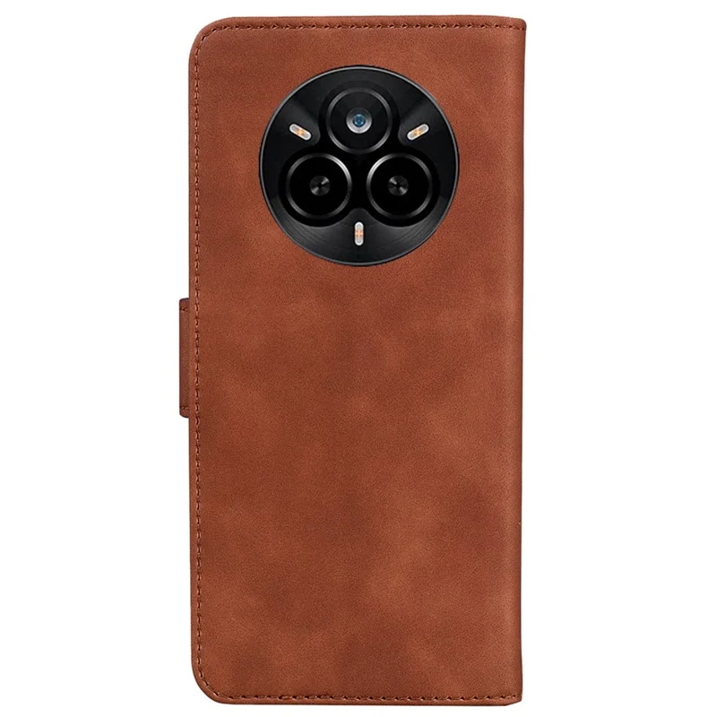 For Realme 14 Pro 5G Case Solid Color Leather Wallet Phone Cover - Brown