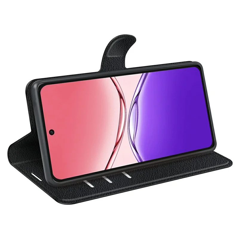 For Oppo A5 Pro 4G (Global) / 5G (Global) / A5 Energy 5G (China) Case Litchi Texture Shockproof Leather Wallet Phone Cover - Black