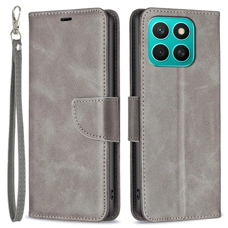 For Honor X8c 4G Case Shockproof PU Leather Cover with Wallet Card Slots - Grey