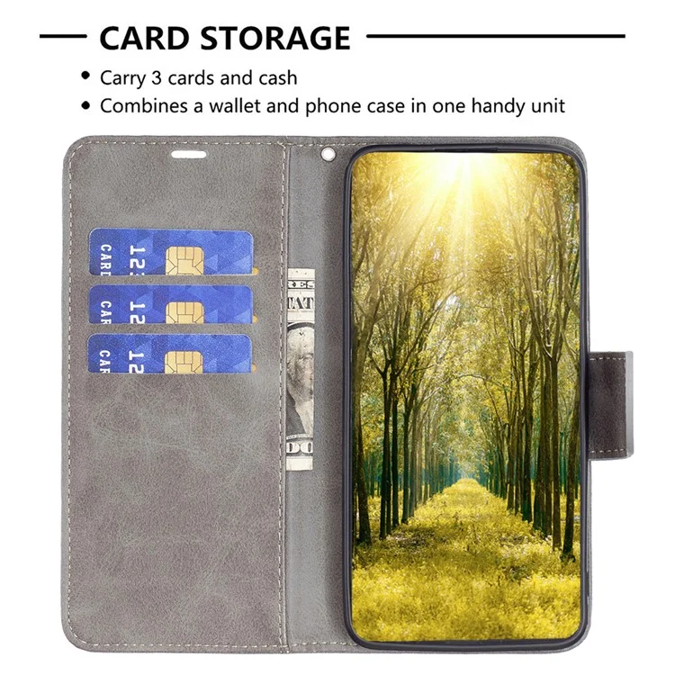 For Honor X8c 4G Case Shockproof PU Leather Cover with Wallet Card Slots - Grey