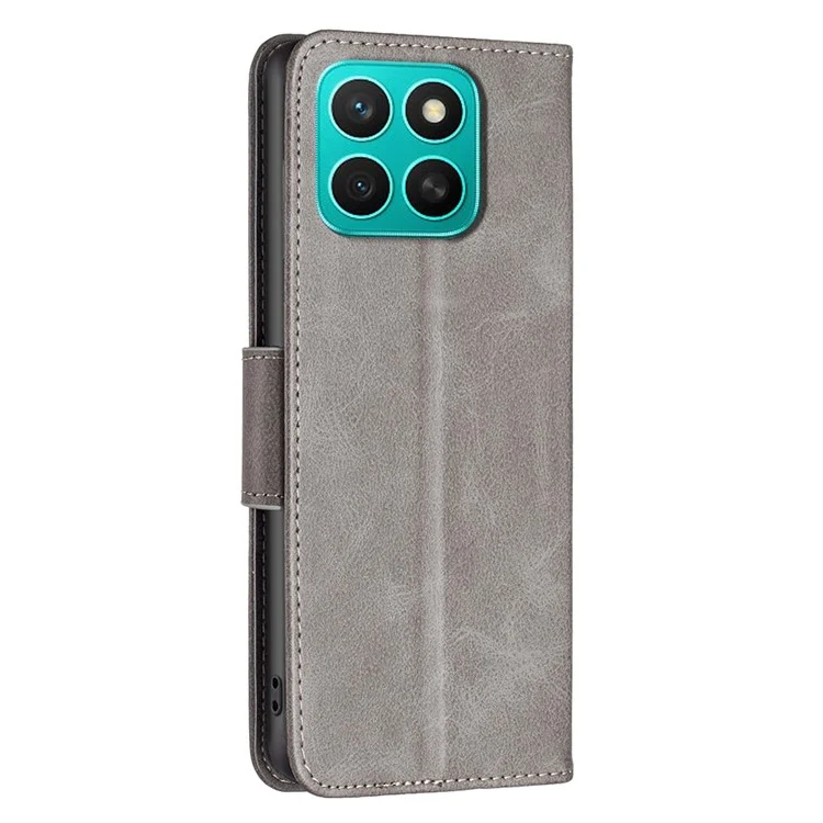 For Honor X8c 4G Case Shockproof PU Leather Cover with Wallet Card Slots - Grey