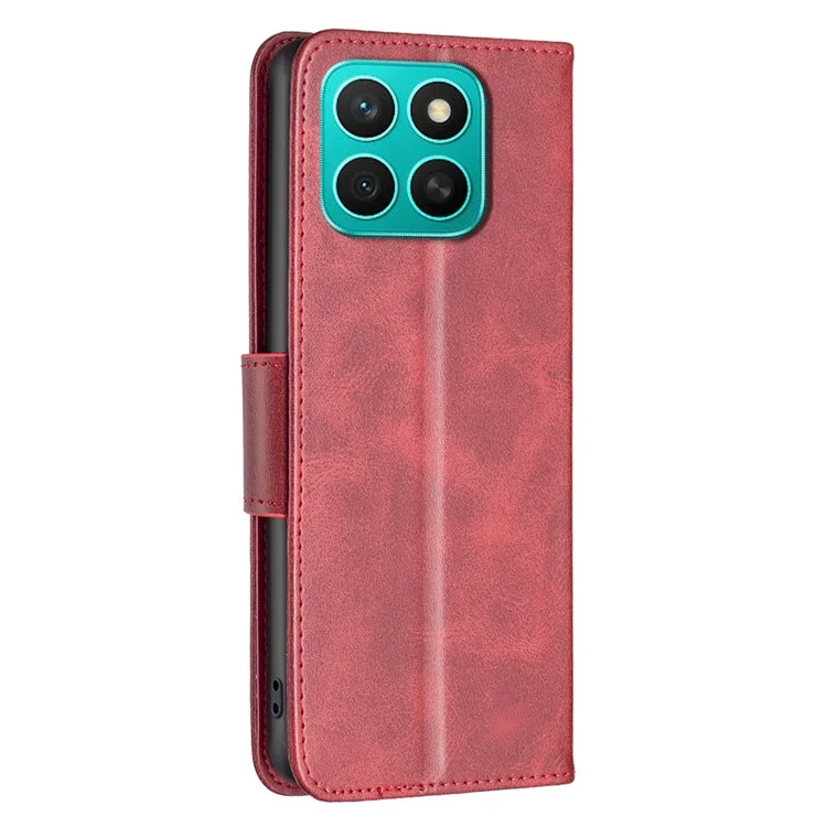 For Honor X8c 4G Case Shockproof PU Leather Cover with Wallet Card Slots - Red