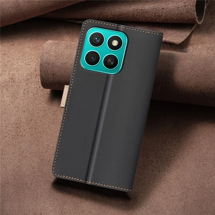 BINFEN COLOR BF33 Custodia in Pelle per Honor X8c 4G con Blocco RFID, Portafoglio Bicolore con Supporto - Nero