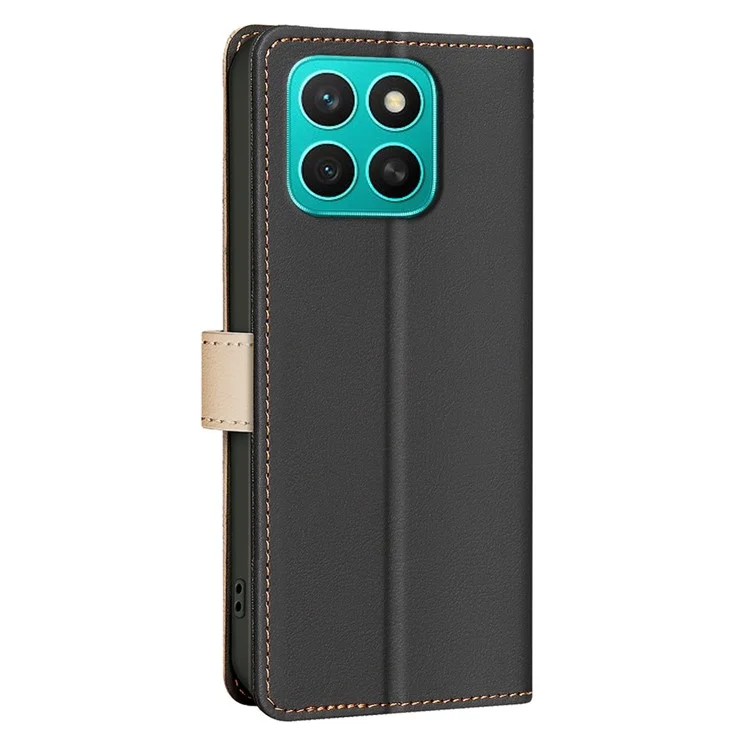 BINFEN COLOR BF33 Custodia in Pelle per Honor X8c 4G con Blocco RFID, Portafoglio Bicolore con Supporto - Nero