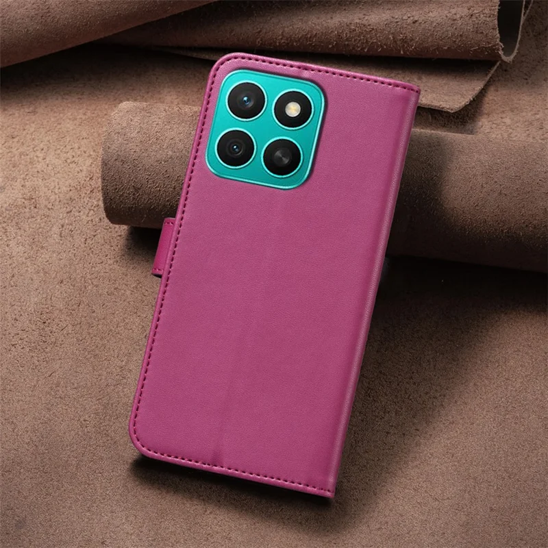 For Honor X8c 4G Case Clover Pattern Wallet Stand View Leather Phone Cover - Rose
