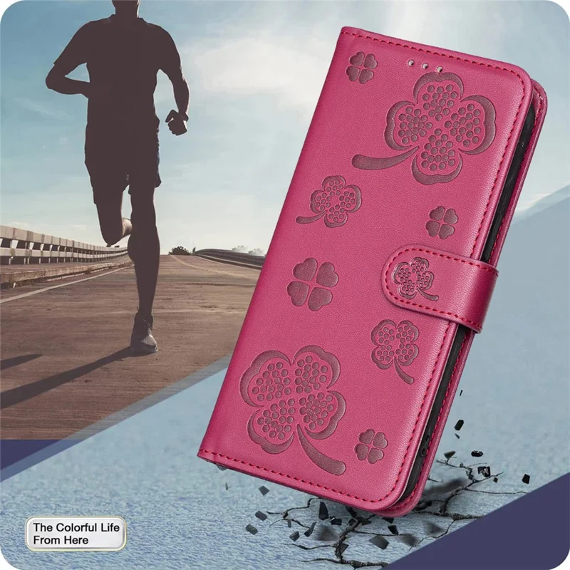 For Honor X8c 4G Case Clover Pattern Wallet Stand View Leather Phone Cover - Rose