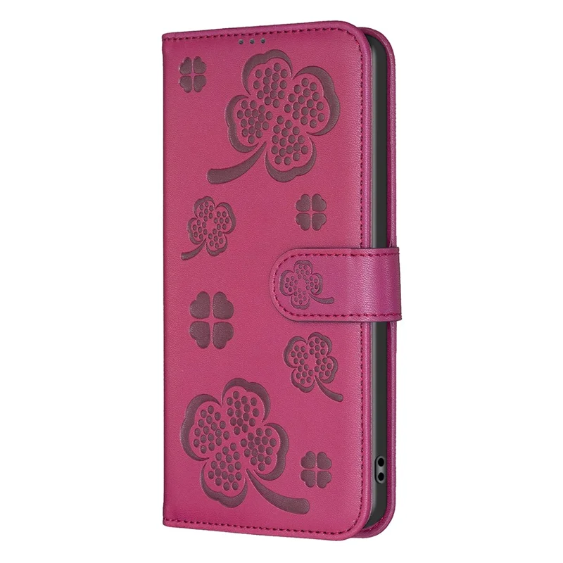 For Honor X8c 4G Case Clover Pattern Wallet Stand View Leather Phone Cover - Rose