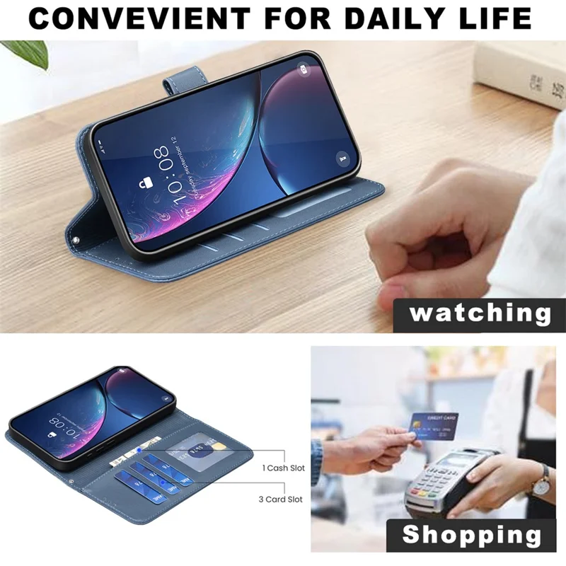 For Honor X8c 4G Case Clover Pattern Wallet Stand View Leather Phone Cover - Blue