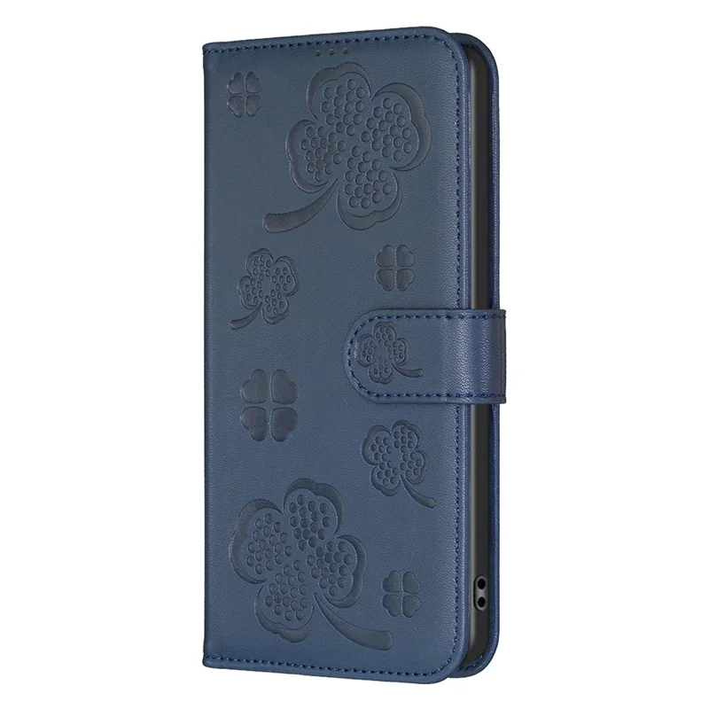 For Honor X8c 4G Case Clover Pattern Wallet Stand View Leather Phone Cover - Blue