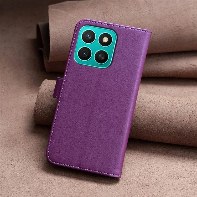 BINFEN COLOR BF17 Funda tipo cartera de cuero con tapa para Honor X8c 4G - Morado Oscuro