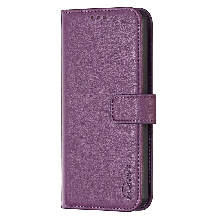 BINFEN COLOR BF17 Funda tipo cartera de cuero con tapa para Honor X8c 4G - Morado Oscuro