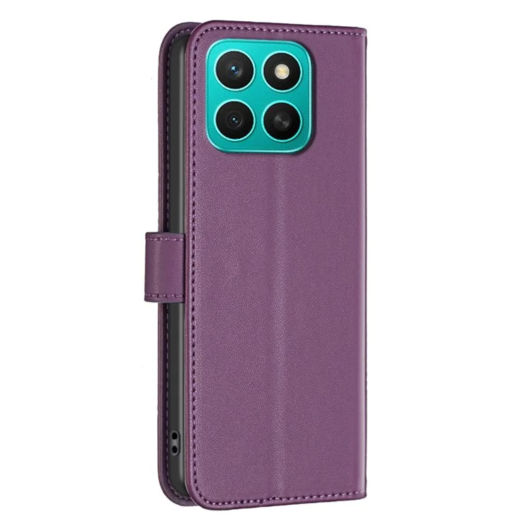 BINFEN COLOR BF17 Funda tipo cartera de cuero con tapa para Honor X8c 4G - Morado Oscuro