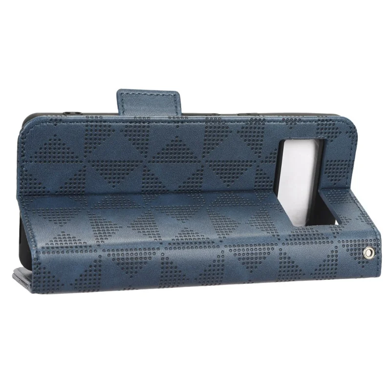 Flip Cell Phone Cover For Google Pixel 7 Pro 5G, Imprinted Triangle Pattern Leather Magnetic Phone Case with Stand Wallet - Blue