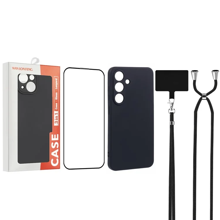 WANLONFENG Serie RB1 para Samsung Galaxy S25 Funda Película Protectora Suave de TPU Cubierta de Teléfono - Negro