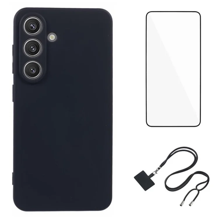 Funda WANLONFENG RB1 Serie para Samsung Galaxy S25+ con Película Protectora - Carcasa Blanda de TPU en Negro