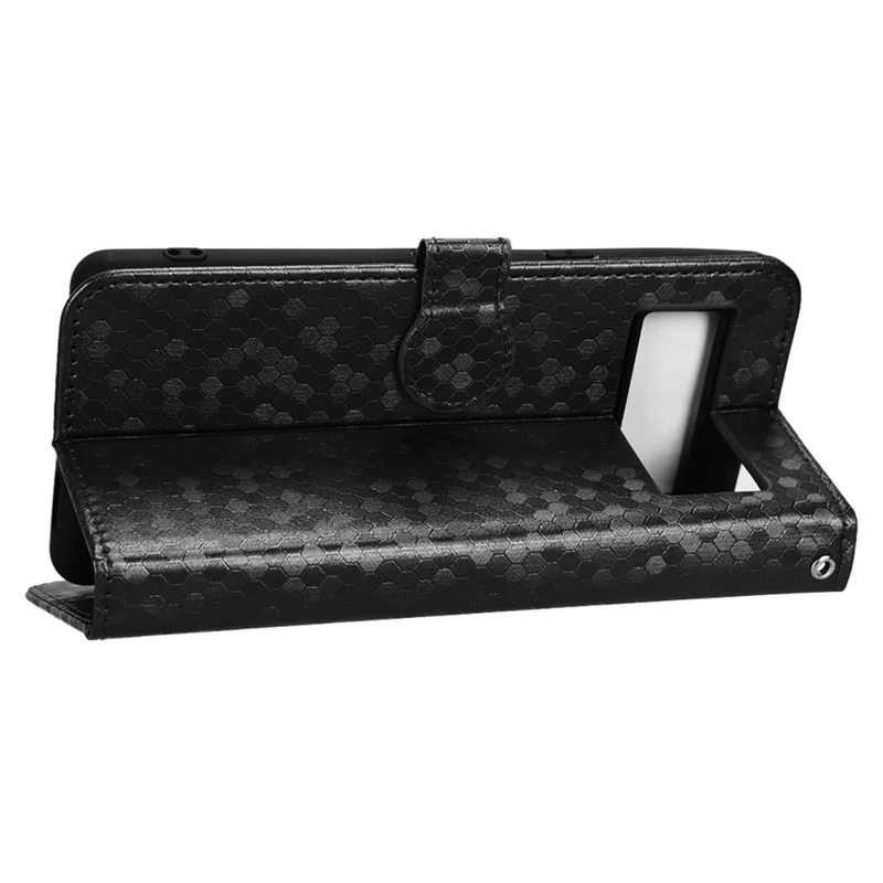 Shockproof Phone Case for Google Pixel 7 Pro 5G, Dot Pattern Imprinted Stand Cell Phone Flip Leather Wallet Cover with Strap - Black